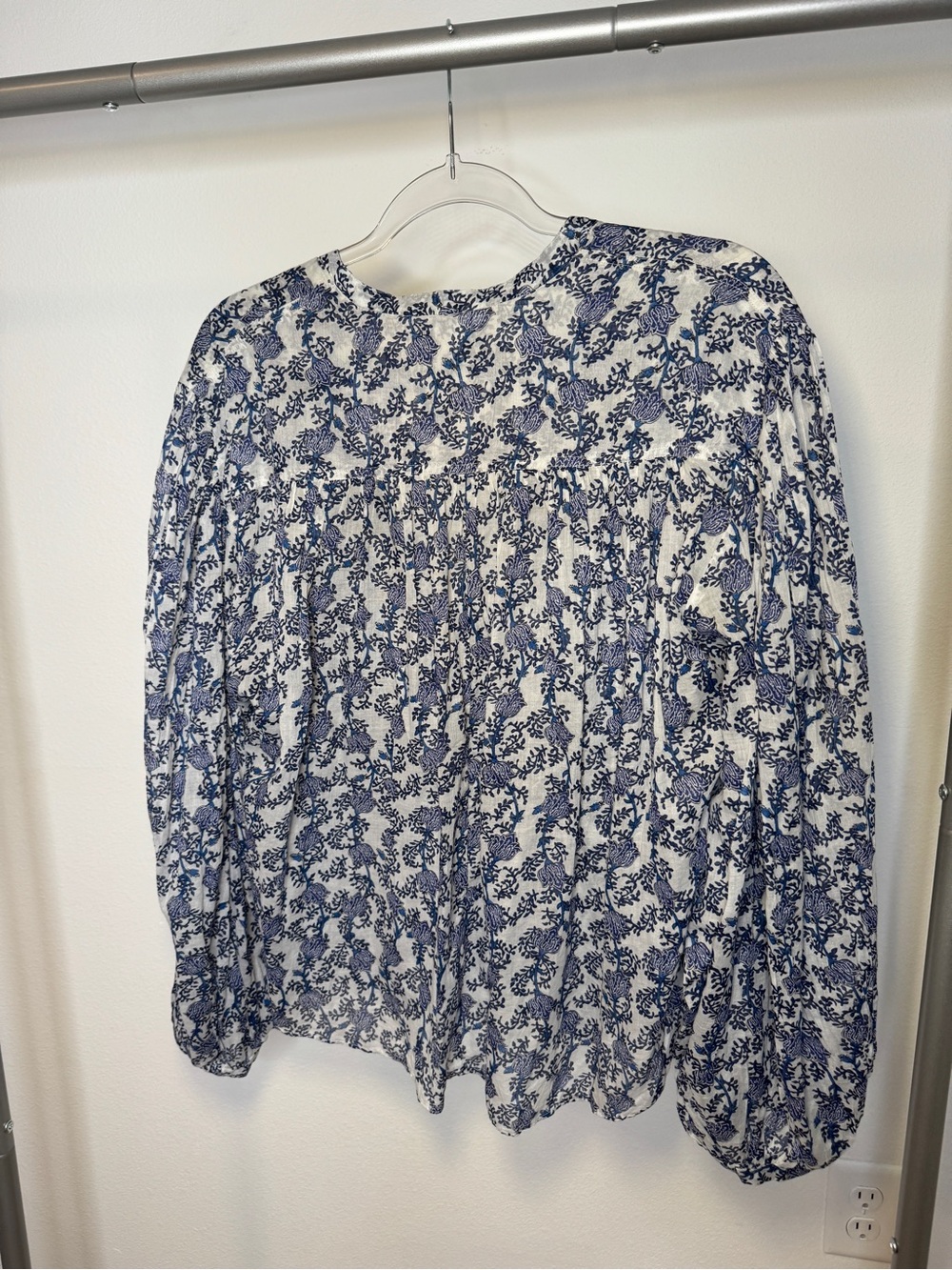 Isabel Marant Etoilé Salika Cotton Voile Blue and White Floral Blouse - Picture 10 of 10